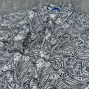Teddy Stratford Mens Shirt Size 6 XXL Black White Paisley Zip Fit Hidden Zipper